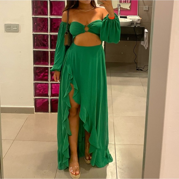 Green Flowy Vacation Dress - Picture 1 of 4